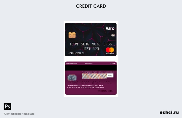 цифровая загрузка шаблона Mastercard банка Varo в США, Калифорния